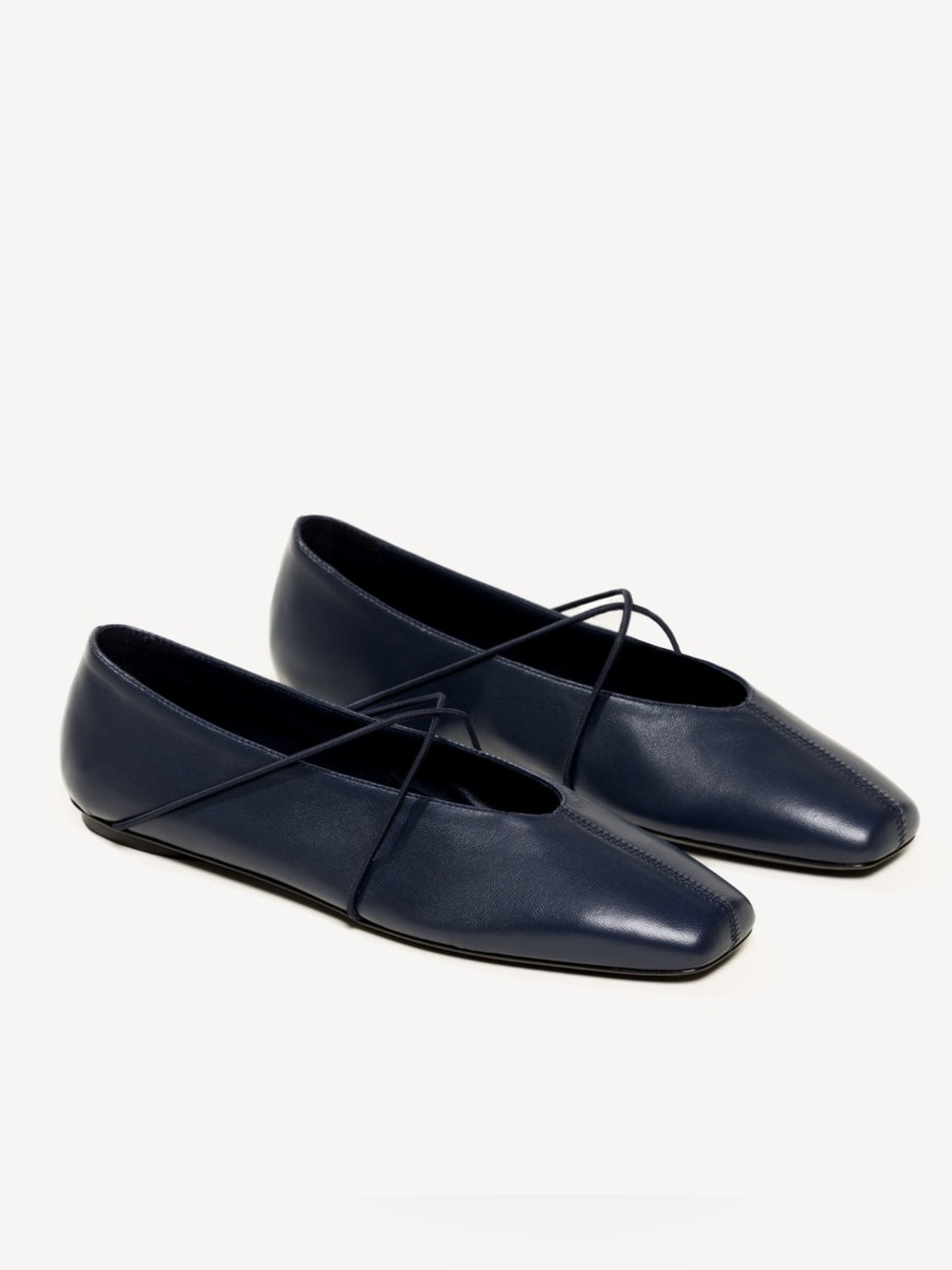 M. Gemi Una Ballet Flat Navy Nappa Leather Square Toe Size 40.5 US 9.5